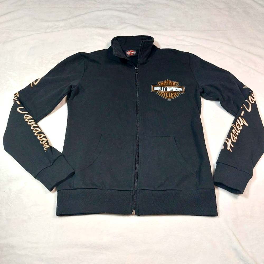 Harley-Davidson Black and Gold Zip-Up Hoodie